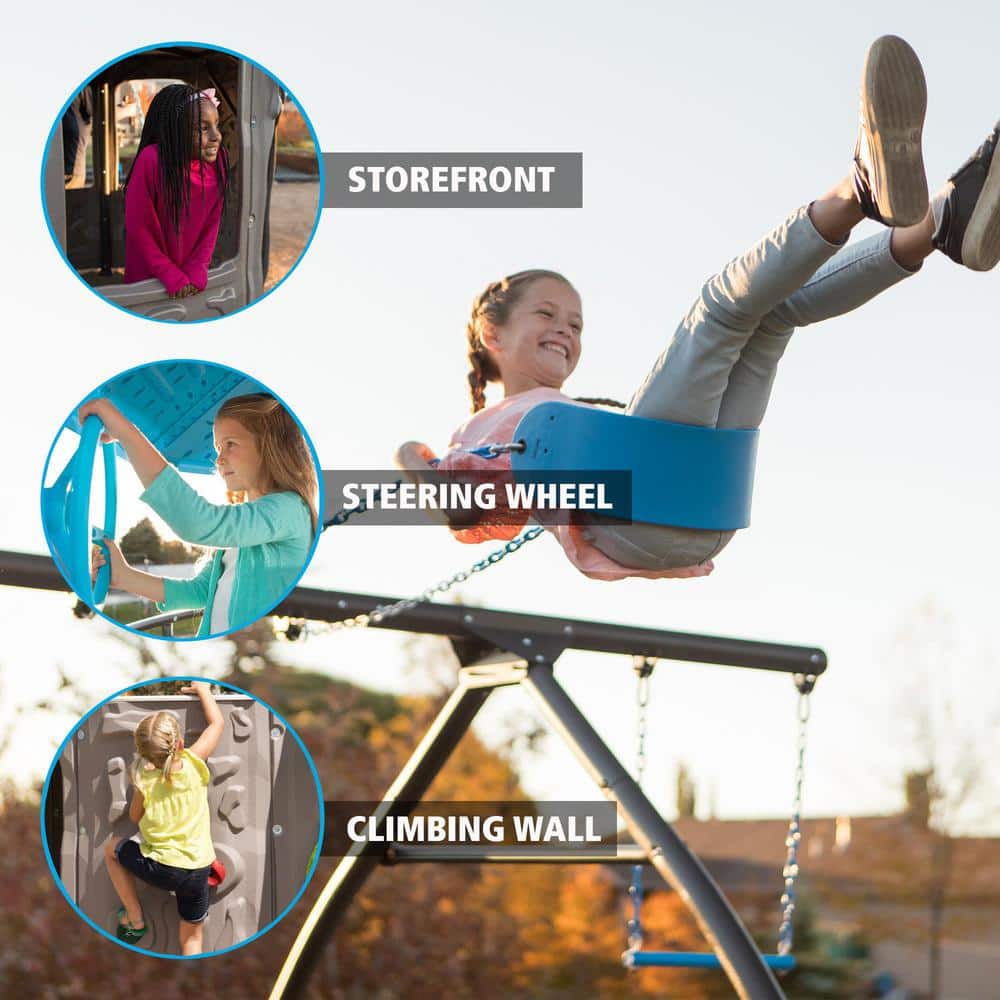 Blue and Gray Steel and Polyethylene Adventure Tower Playset