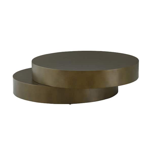 Benjara 39.4 in. Bronze Round Metal Top Coffee Table