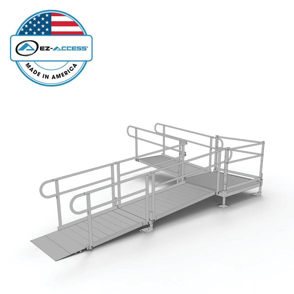 EZ-ACCESS PATHWAY 16 Ft. L-Shaped Aluminum Wheelchair Ramp Kit W/Solid ...