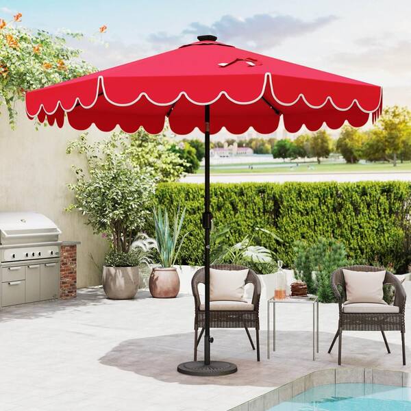 その他 Heavy Duty Outdoor Market Patio Umbrella, Round Table Sunbrella Parasol, With 8 Sturdy Ribs And Crank, Red, Beige, Nrown, Green, Ulax Furniture 9 Ft Tiltable Outdoor Sunbrella Market