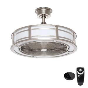Brette II 23 in LED Brushed Nickel Ceiling Fan with Light and Remote Control works with Google and Alexa