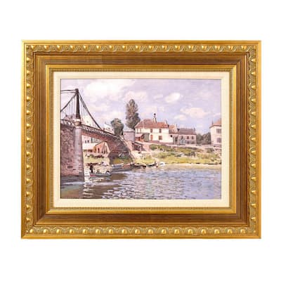 "The Bridge at Villeneuve" by Alfred Sisley 1-Piece Ornate Frame Canvas Landscape Art Print 18.75 in. x 22.75 in.