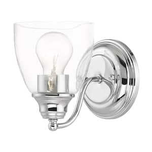 Grandview 5.5 in. 1-Light Polished Chrome Wall Sconce with Clear Glass