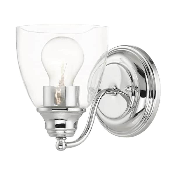 AVIANCE LIGHTING Grandview 5.5 in. 1-Light Polished Chrome Wall Sconce with Clear Glass