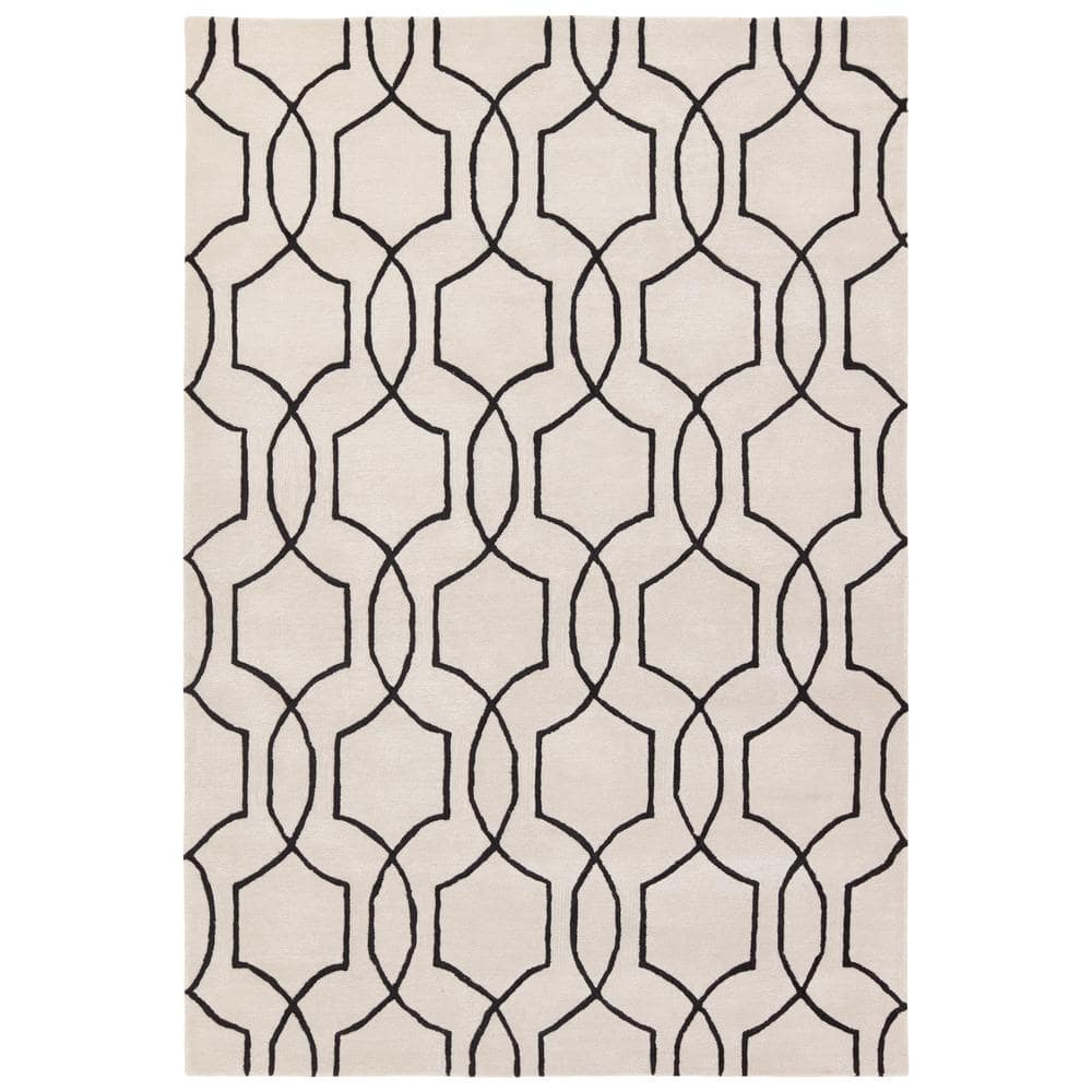 Jaipur Living Arae Cream/Black 10 ft. x 14 ft. Geometric Handmade Area Rug RUG158927 The Home