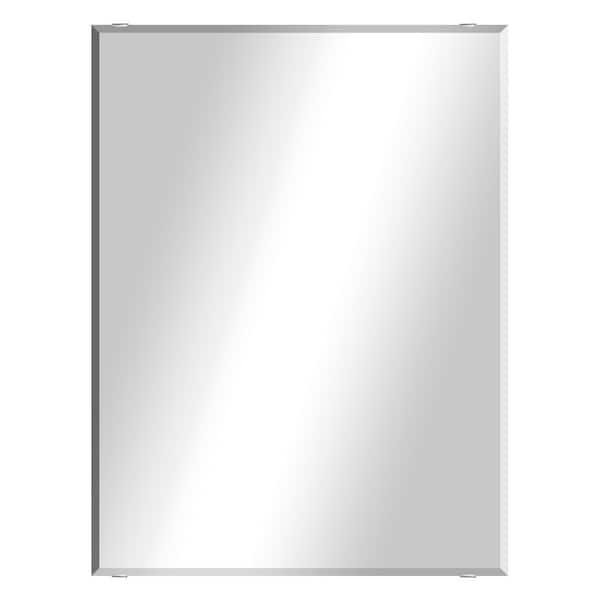 Unbranded Modern Rustic (27in. W x 33in. H) Frameless Rectangular Beveled Wall Mirror with Chrome Square Clips