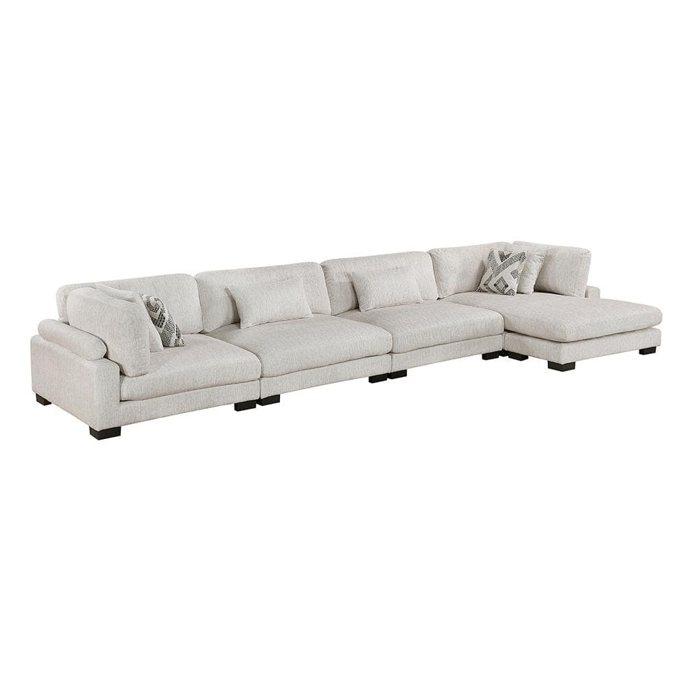 Beane 180 in. Pillow Top Arm 4-Piece Textured Microfiber Modular Sectional Sofa in Beige with Chaise price history on PriceWatchPro