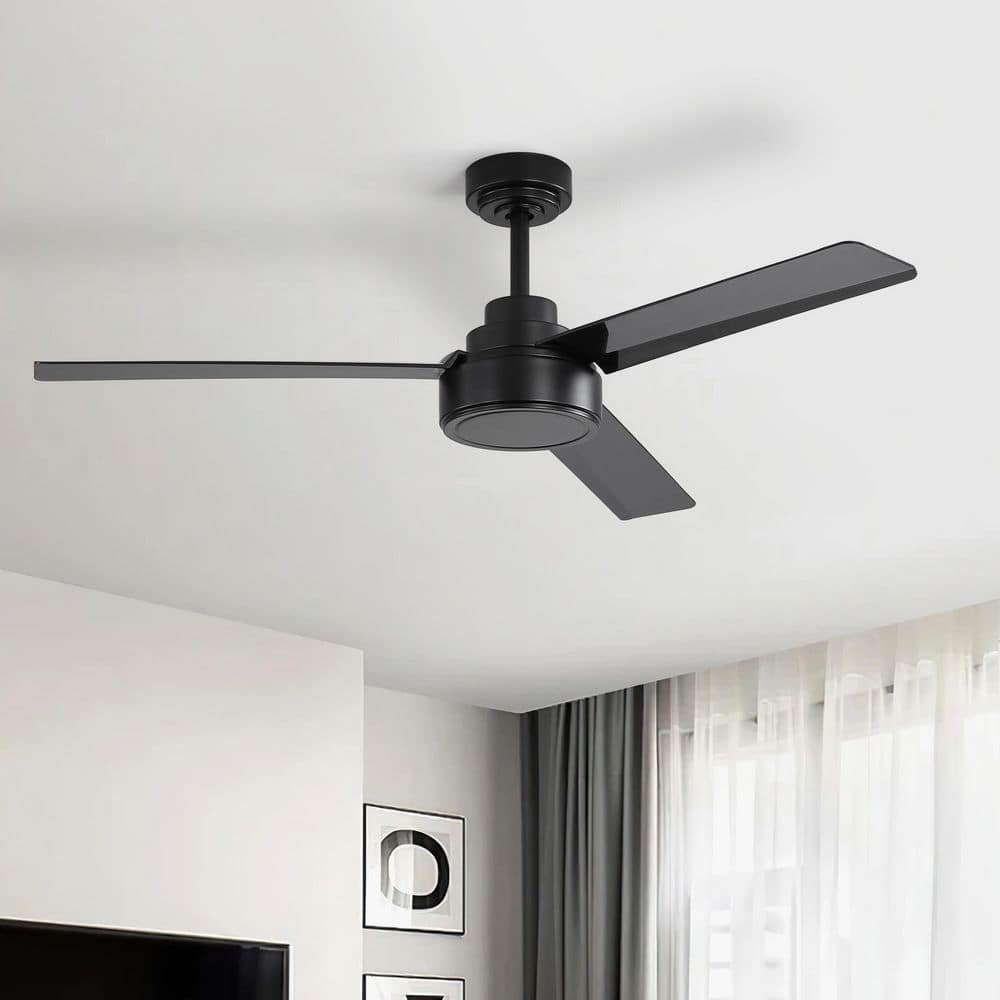 52 in. Indoor/Outdoor Downrod Black Ceiling Fan without Lights, Remote Control and 6-Speed DC Motor price history on PriceWatchPro