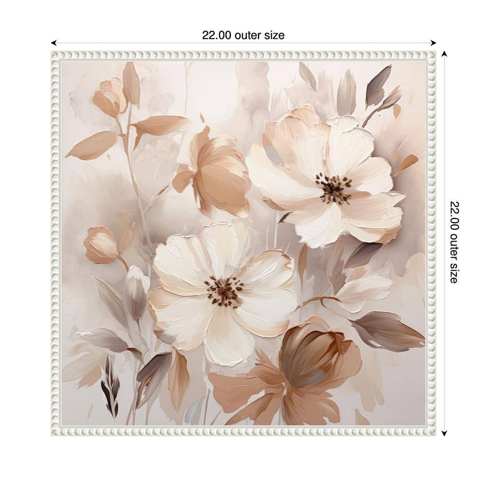 Scented Petals Beige and White Canvas Art with Floater Frame