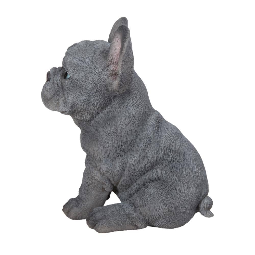 Gray Resin French Bulldog Puppy Sitting Statue