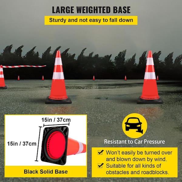 48 Pack Orange Traffic Cones 28 Inch With 6" & 4" Collar, PVC Plastic - View #9
