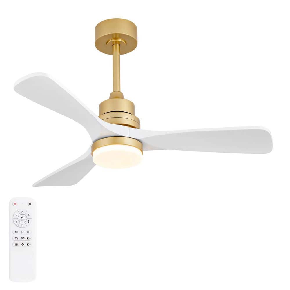 42 in. Indoor Gold Downrod Mount Ceiling Fan with Light, Dimmable White Blades Fan for Bedroom Living Room Office price history on PriceWatchPro
