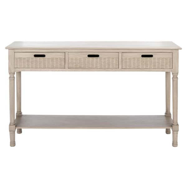 SAFAVIEH Landers 47.3 in. Off-White/Brown 3-Drawer Console Table