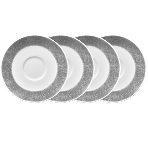 Grey Hammock 6.25 in. (Grey) Porcelain Saucers, (Set of 4)
