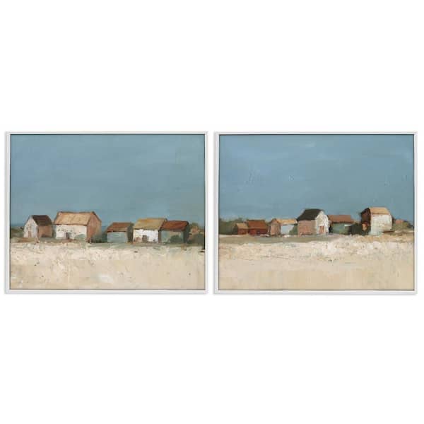 Stupell Industries Country Houses in Distance by Ethan Harper 2 Pieces White Framed Architecture Giclee Art Print 24 in. x 30 in.