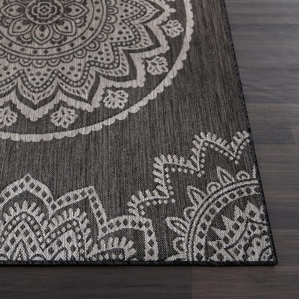 CAMILSON Dark Grey/Cream 3 ft. x 5 ft. Bordered Area Rug