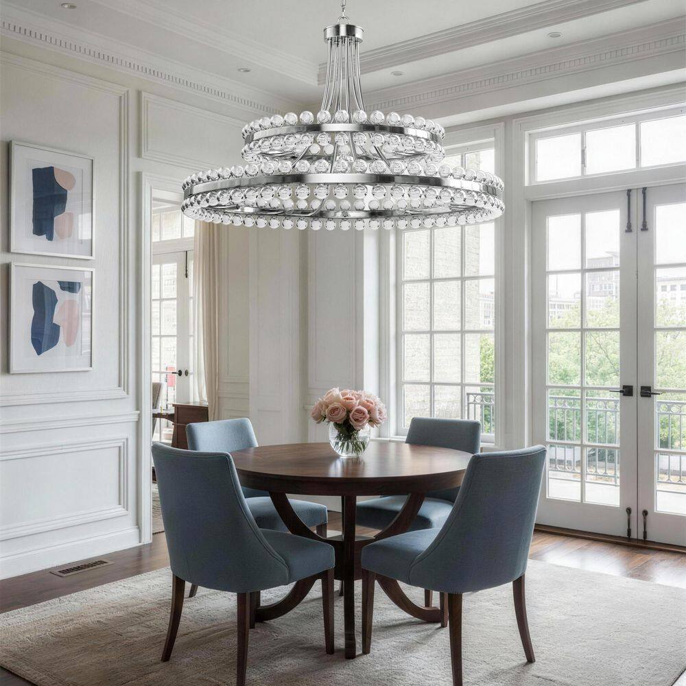 20-Light 37.8 in. Chrome Crystal Modern Tiered Dimmable Chandeliers Dining Kitchen Ceiling Lights Foyer Bedroom Lighting price history on PriceWatchPro