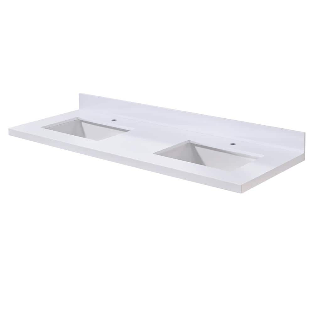 61'' Snow White Ceramic Double Sink Vanity Top