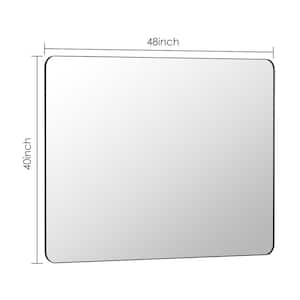 48 in. W x 40 in. H Premium Aluminum Framed Rectangular Bathroom Vanity Wall Mirror in Matte Black