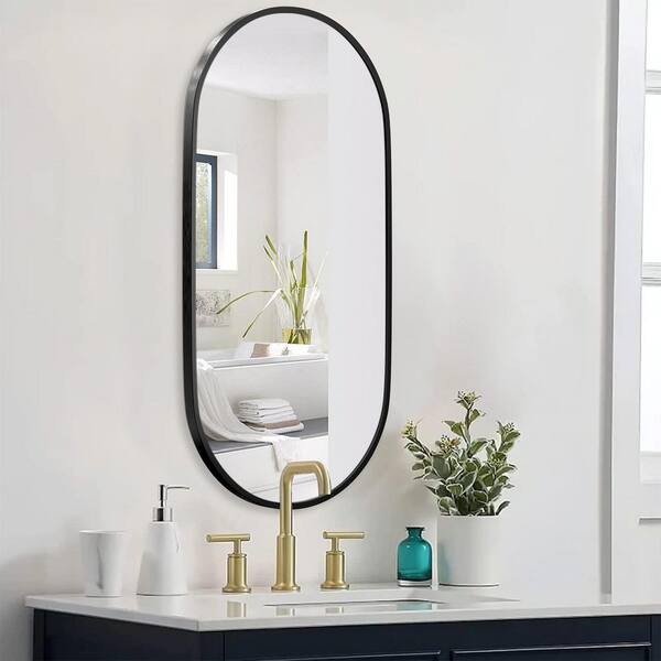 Zeafive 39.4 in. W x 25.6 in. H Silver Framed Oval Bathroom Vanity