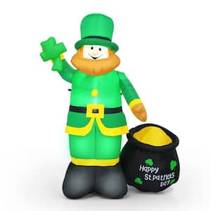 6 ft. Green St Patrick's Day Inflatable Leprechaun Irish Day Blow up Lighted Giant Doll