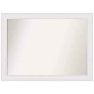 Textured White 43.25 in. x 32.25 in. Non-Beveled Coastal Rectangle Framed Bathroom Wall Mirror in White