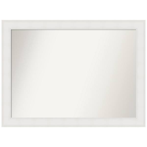 Amanti Art Textured White 43.25 in. x 32.25 in. Non-Beveled Coastal Rectangle Framed Bathroom Wall Mirror in White