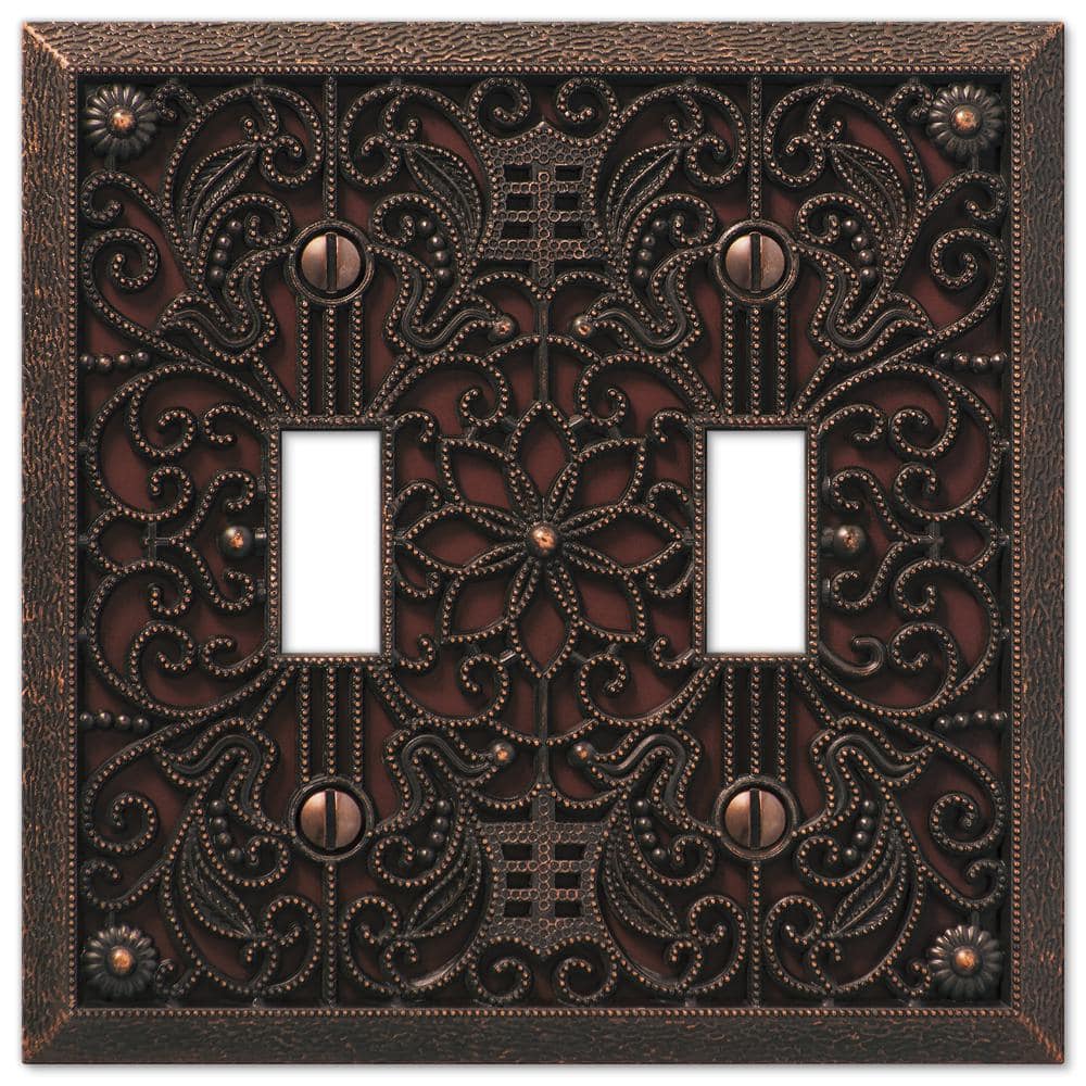 Aged Bronze Double Toggle Decorative Wall Plate