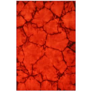 Red 3 ft. x 5 ft. Handmade Wool Contemporary Dip Dyed Rug Area Rug