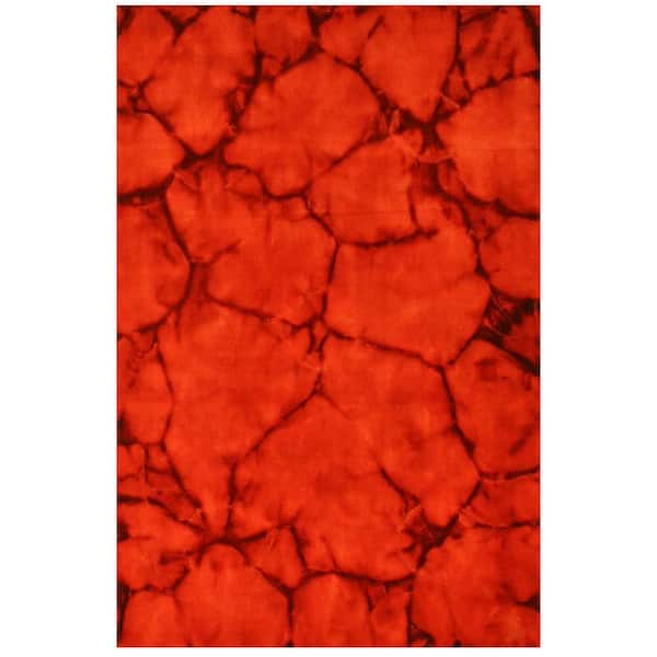 EORC Red 9 ft. x 12 ft. Handmade Wool Contemporary Dip Dyed Rug Area Rug