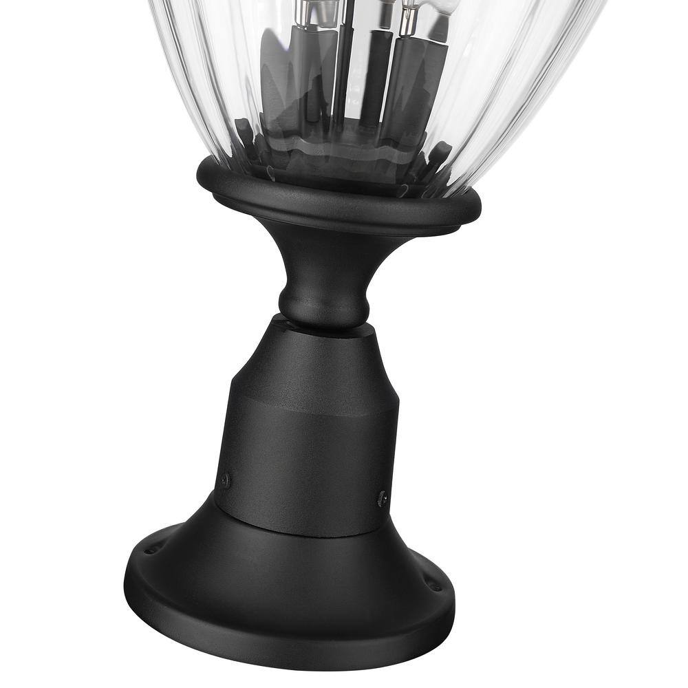 Davina 22.25-Inch Black Aluminum Pier Mounted Outdoor Light with Ribbed Glass