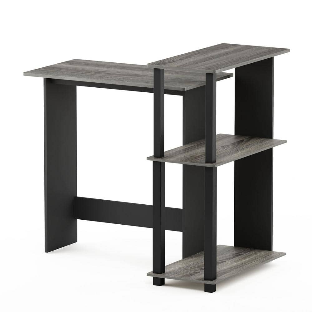 Abbott French Oak Grey Corner Computer Desk with Bookshelf