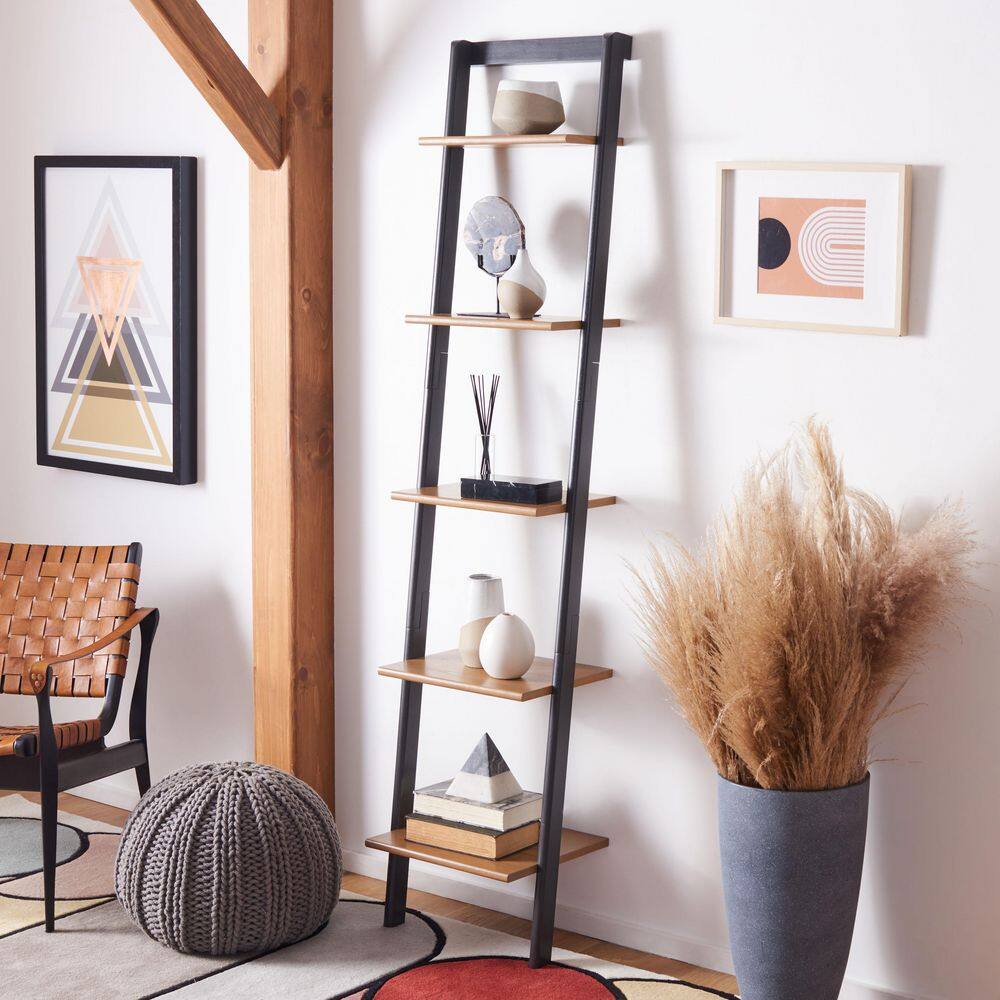 Allaire 76 in. Tall Natural/Charcoal Wood 5 Tier Bookcase price history on PriceWatchPro