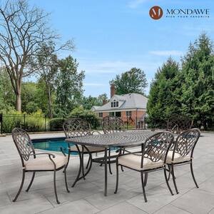Patio Black Gold Rectangle Round Cast Aluminum Outdoor Dining Table with Umbrella Hole