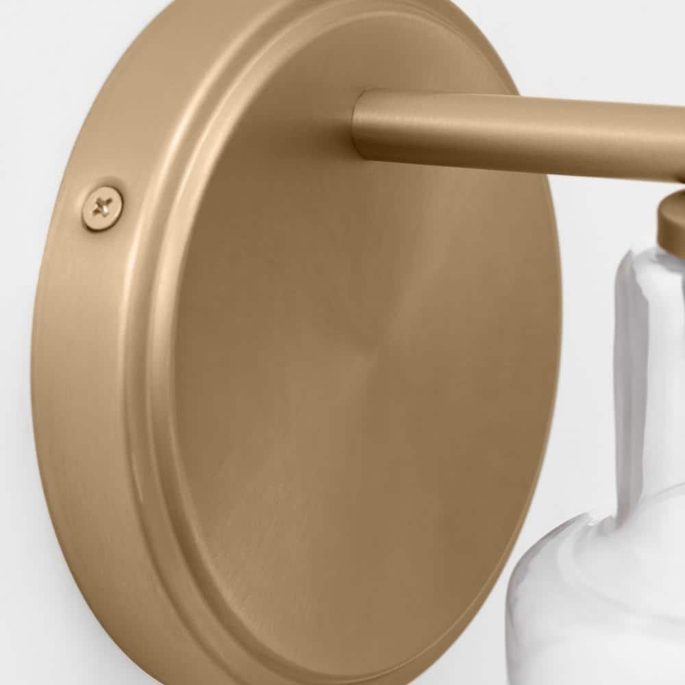 Satin Brass and Clear Glass Single Light Vanity Sconce
