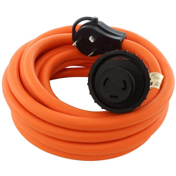 25 ft.10/3 STW R-Volt 30A TT-30P Plug to 30A L5-30R Indoor/Outdoor Orange RV/Marine Detachable Power Supply Cord