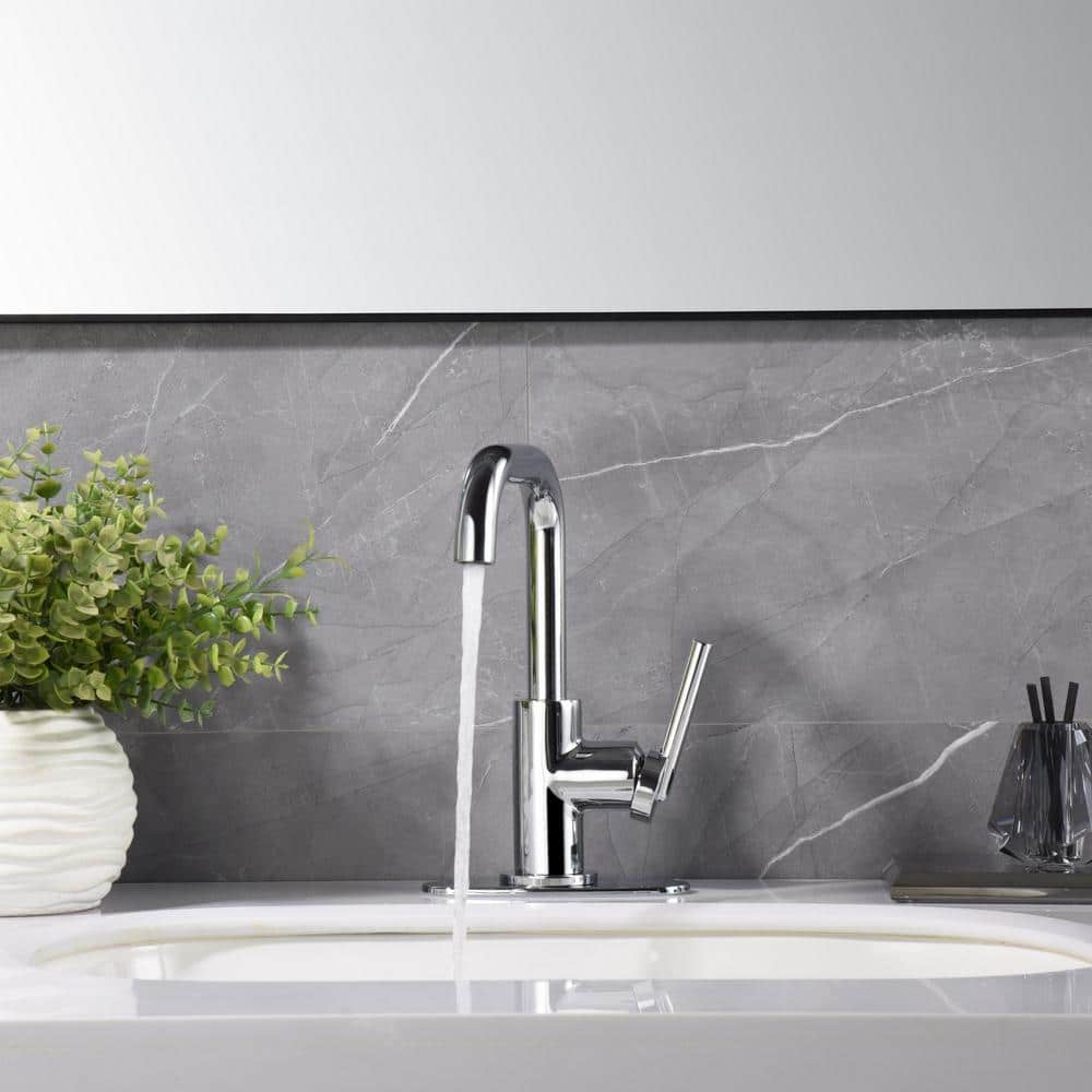 Kree Chrome Single-Handle Bathroom Faucet with Drain Assembly