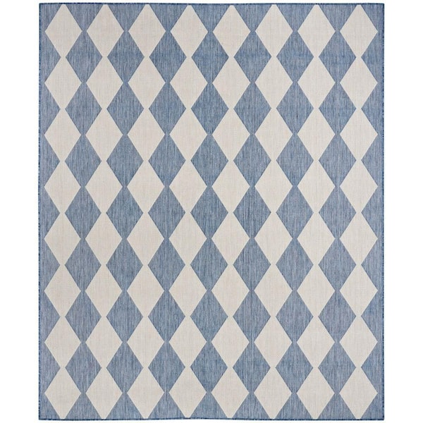 Positano Navy Blue 8 ft. x 10 ft. Diamond Contemporary Area Rug