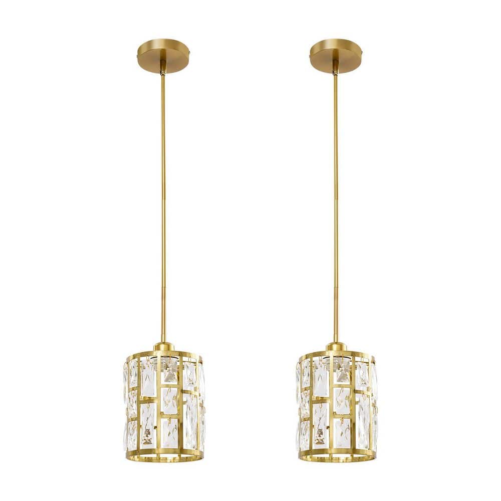 1-Light Gold Modern Shaded Pendant Light with Clear Glass Shade and Adjustable Height, No Bulbs Included (2 PCS) price history on PriceWatchPro