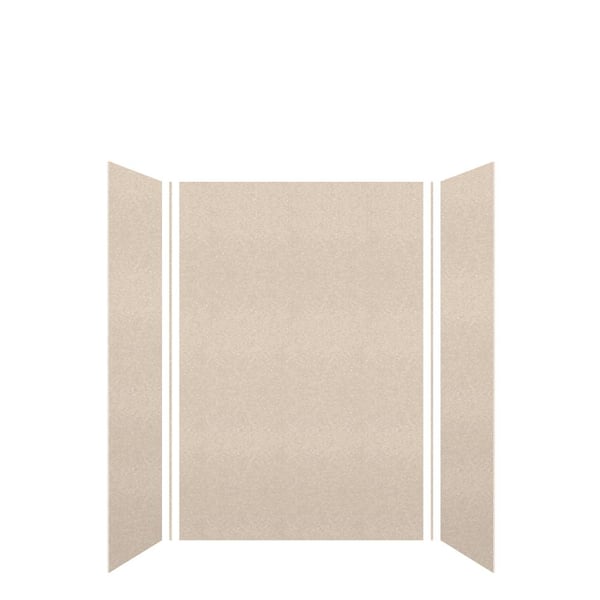 Saramar 48 in. W x 72 in. H x 36 in. D 3-Piece Glue to Wall Alcove Shower Wall Kit in Cashew Velvet