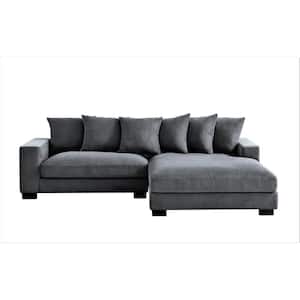 Payan 102 in. Square Arm 2-Piece Polyester L-Shaped Sectional Sofa in Gray with Chaise