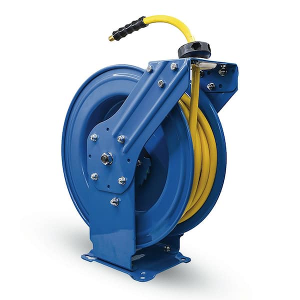 1/2 in. x 50 ft. Heavy Duty Rubber Air Hose and Dual Arm Powder-Coated Steel Hose Reel