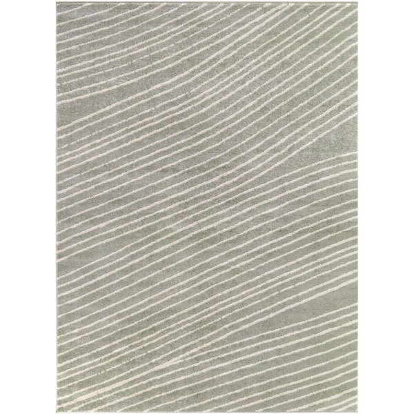 Barta Grey 7 ft. 10 in. x 10 ft. Striped Area Rug