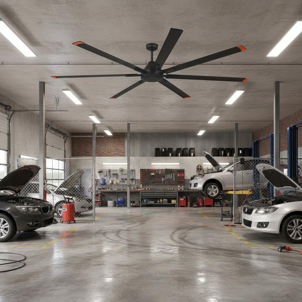 Commercial Electric - High Velocity 8 ft. Indoor/Outdoor Matte Black Ceiling Fan with Wall Control Included