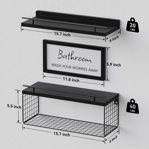 15.7 in. W x 6 in. D Floating Shelves for Bathroom Wall Decor Sign