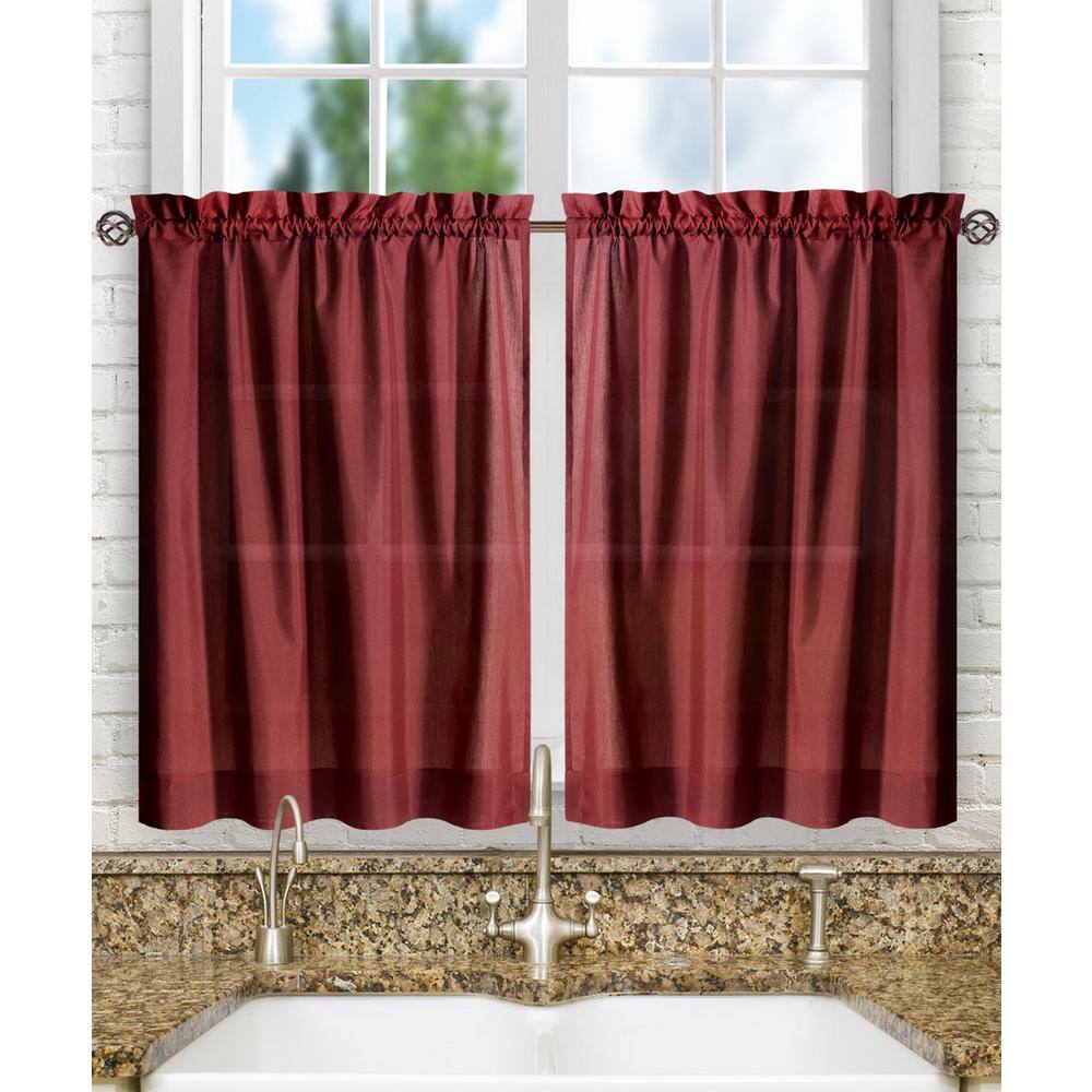 Merlot Sheer Cotton Polyester Rod Pocket Window Curtains