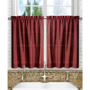 Stacey Merlot Solid 56 in. W x 30 in. L Rod Pocket Tailored Tier Pair
