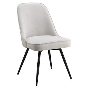 Martel Swivel Chair in Cream Herringbone with Black Legs