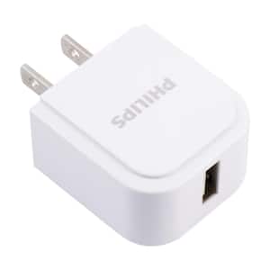 1.0 Amp 1-Port AC USB Charger, White