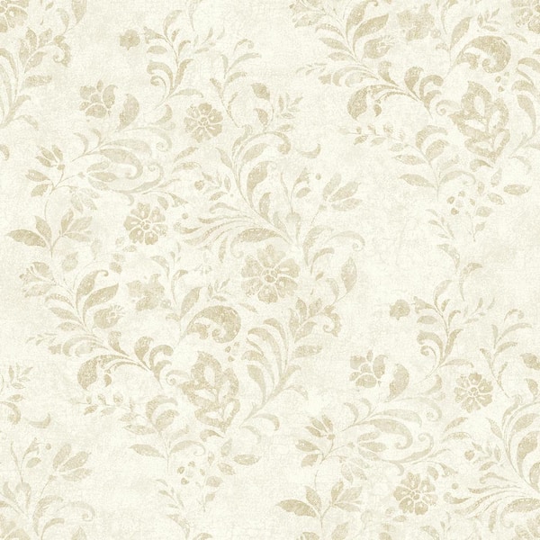 Chesapeake Isidore Wheat Scroll Matte Pre-pasted Paper Wallpaper